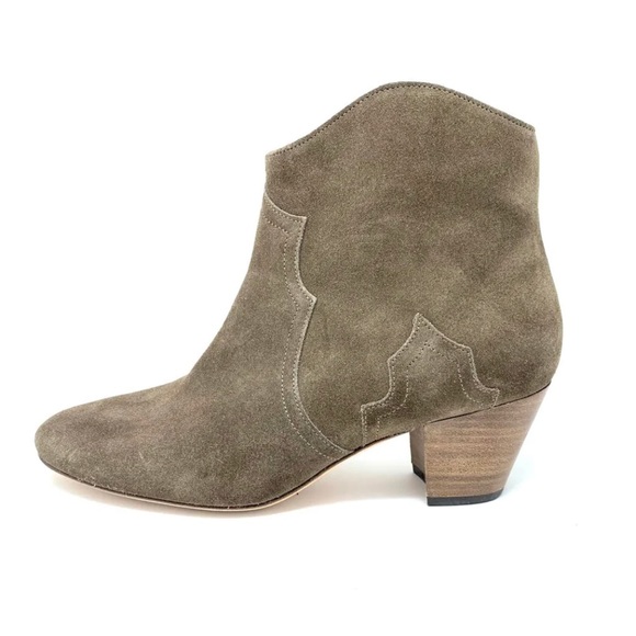 Isabel Marant Dicker Taupe Gray Suede Western Ankle Booties Size EU 38/US 8 - Picture 2 of 14